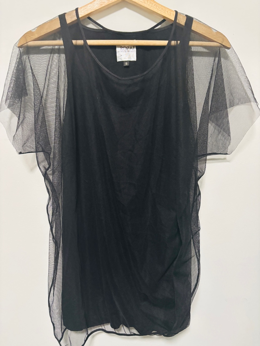 Rozae Nichols Black Tank Top & Tule Outside Layer Size S